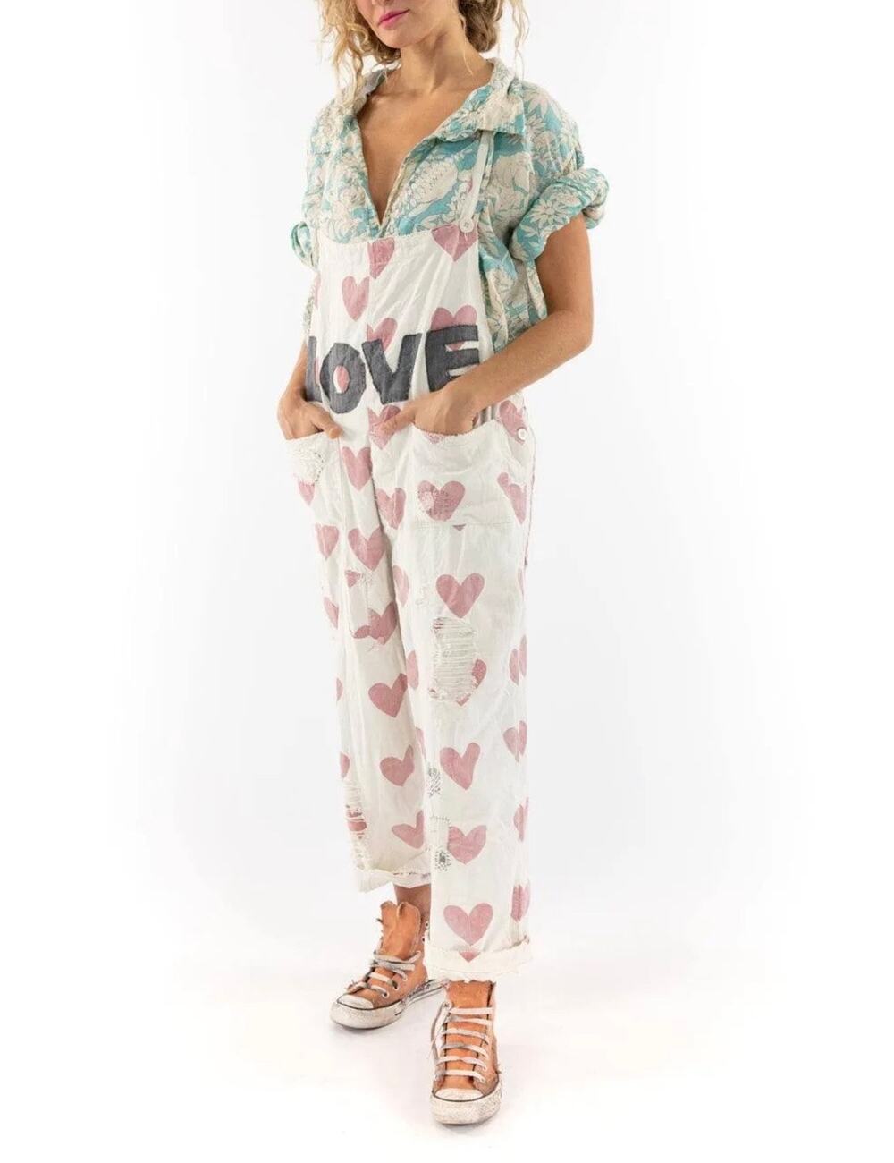 MAGNOLIA PEARAL Love  Applique Cosmo Overalls One Size